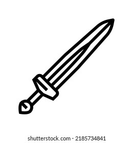 Schwertviking Linie Symbol Vektorgrafik. Schwert-Viking-Schild. isoliertes Kontursymbol