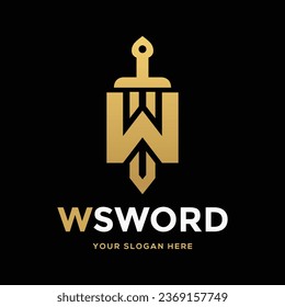 Plantilla de logotipo de vectores de letras W o números. Este logo usa oro. Adecuado para negocios