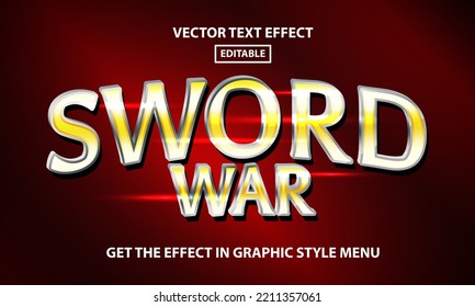 Sword War Editable 3d Text Effect Style, Golden Lettering	