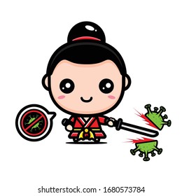 Sword Warrior Cut Coronavirus vector design