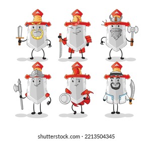 el personaje del grupo de guerreros de espada. vector de mascota de dibujos animados