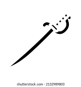 vector de icono de glifo con arma de espada. signo de arma de espada. símbolo de contorno aislado ilustración negra