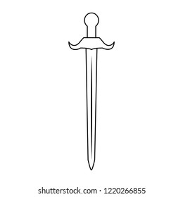 Sword weapon isolated black and white