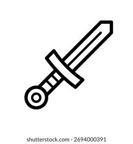 Sword weapon medieval line vector icon	