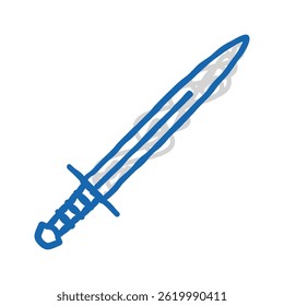Espada Arma Guerra Doodle Icono Bosquejo Vector. Espada Arma Señal de guerra. Ilustración de símbolo aislado