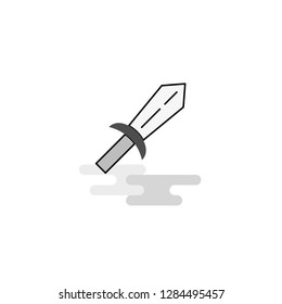 Sword Web Icon. Flat Line Filled Gray Icon Vector