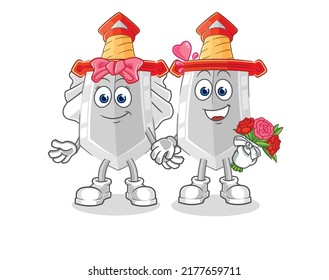 la caricatura de la boda de la espada. vector de mascota de dibujos animados