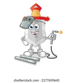 the sword welder mascot. cartoon vector