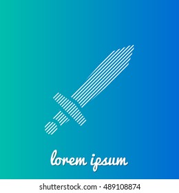 Sword White stroke fill with blue & green gradient background Icon / Logo Design