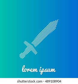 Sword White stroke fill with blue & green gradient background Icon / Logo Design