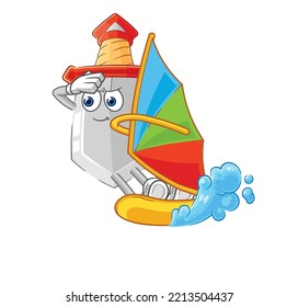 the sword windsurfing character. mascot vector