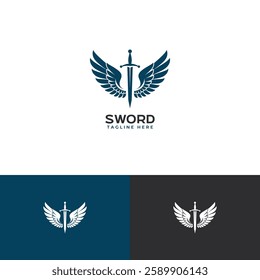 Sword wing logo design template