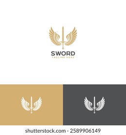 Sword wing logo design template