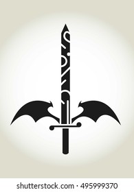 Sword with Wing Logo. Isolated.