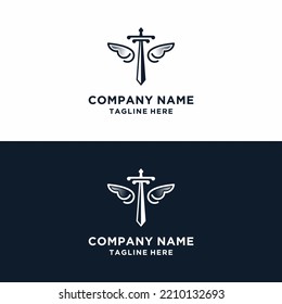 Sword and wing logo template vector illustration