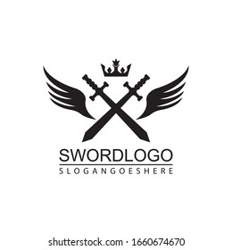 Sword Winged Logo Vector Template Design
