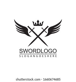 Sword Winged Logo Vector Template Design