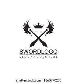 Sword Winged Logo Vector Template Design