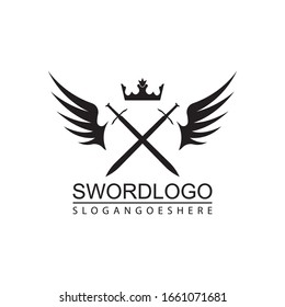 Sword Winged Logo Vector Template Design