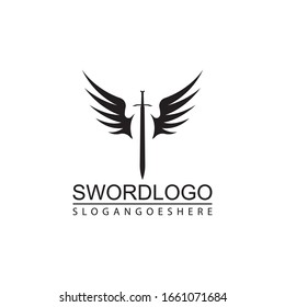 Sword Winged Logo Vector Template Design