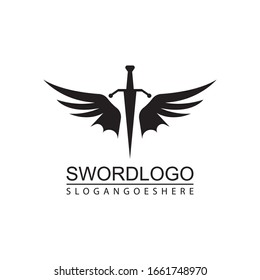 Sword Winged Logo Vector Template Design