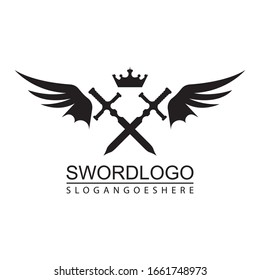 Sword Winged Logo Vector Template Design