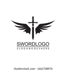 Sword Winged Logo Vector Template Design