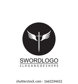 Sword Winged Logo Vector Template Design