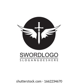 Sword Winged Logo Vector Template Design