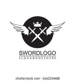 Sword Winged Logo Vector Template Design