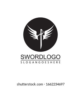 Sword Winged Logo Vector Template Design