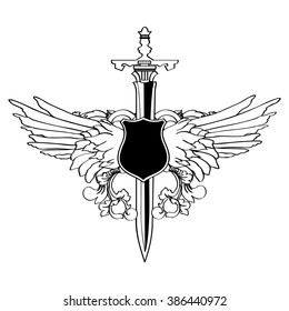 Sword Wings Illustration Label