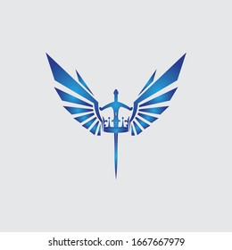 Sword with wings and king vector image