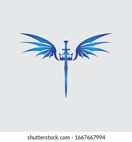 Schwert mit Flügeln und Bild der Königlichen Vektorillustration