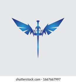 Sword with wings and king vector image