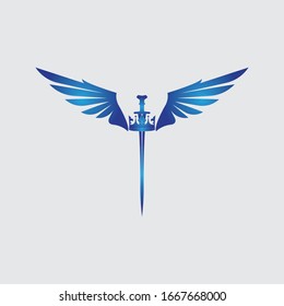 Sword with wings and king vector image