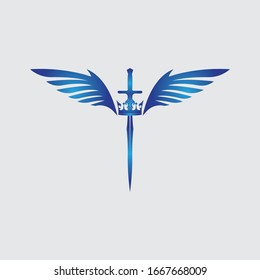 Sword with wings and king vector image