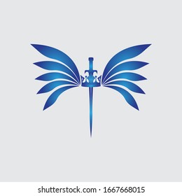 Sword with wings and king vector image