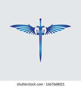 Sword with wings and king vector image