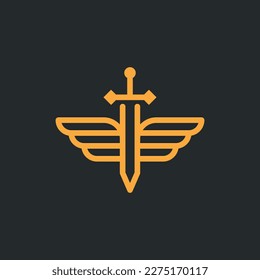 Sword wings line simple line logo design