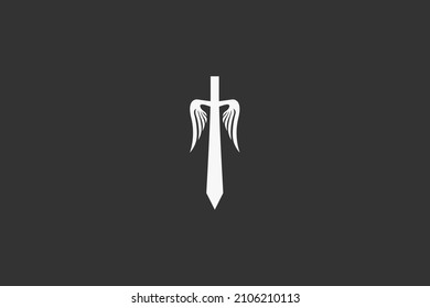 Diseño del logo de la espada con alas