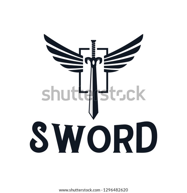 Sword Wings Logo Design Inspiration Stock Vector Royalty Free