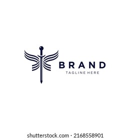 sword and wings logo design template elements	