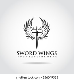 Sword Wings Logo Template. Vector Illustrator Eps.10