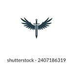 sword wings logo vector icon illustration, logo template
