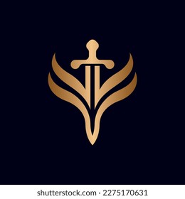 Sword wings luxury modern creative logo