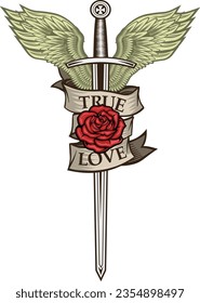 Sword with wings and rose