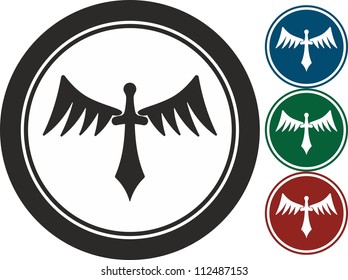 Sword and wings ,vector, icon