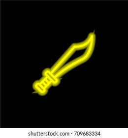 Sword yellow glowing neon ui ux icon. Glowing sign logo vector