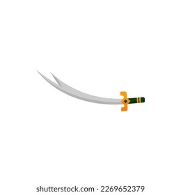 A sword with a yellow handle and a black handle.